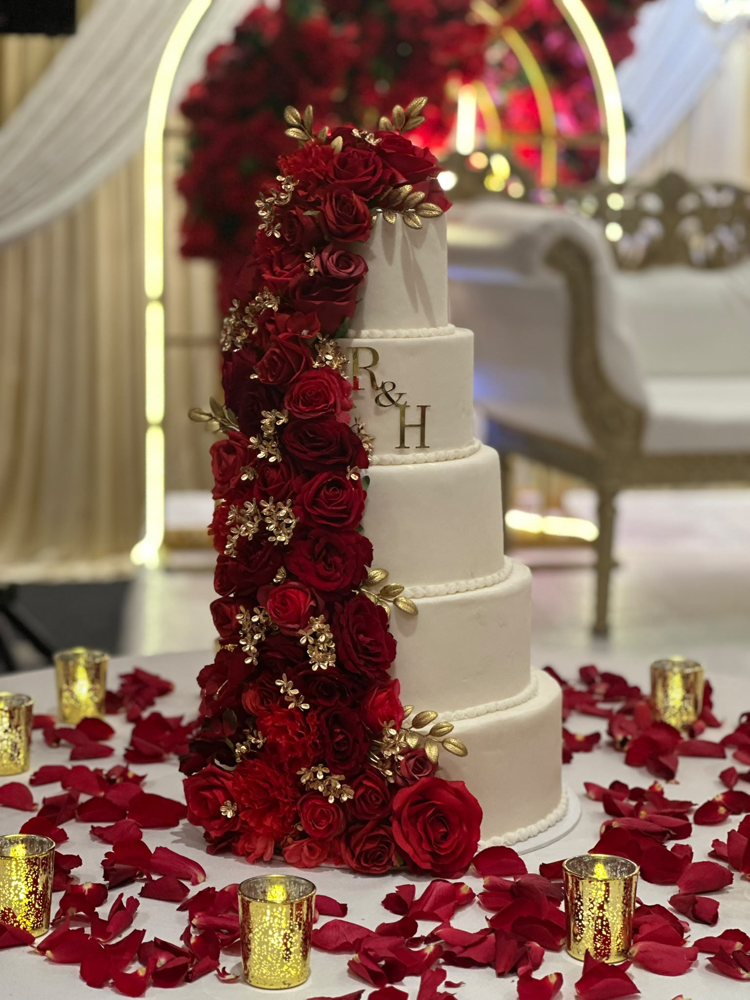 Humzha and Sadaf dusty rose wedding cake